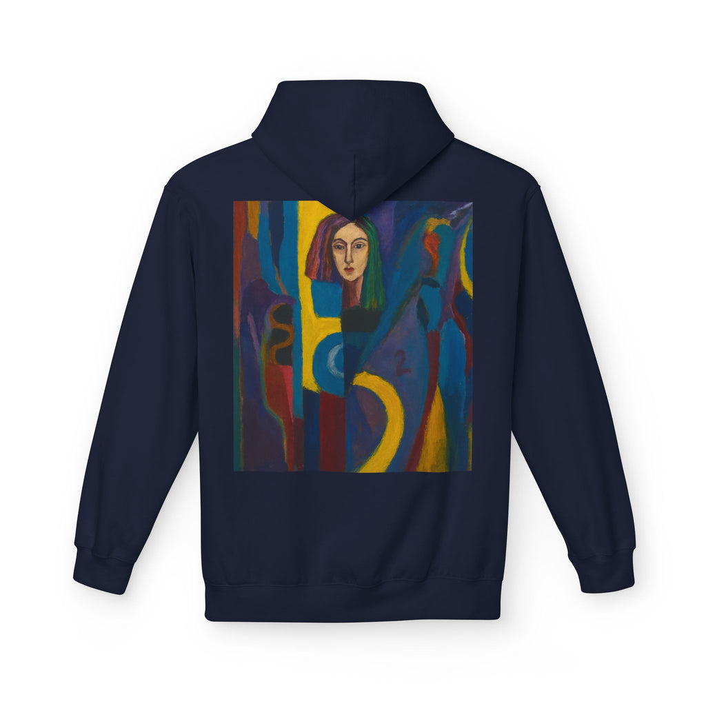 Artistic Abstract Portrait Hoodie — Colorful Modern Expression Back Print