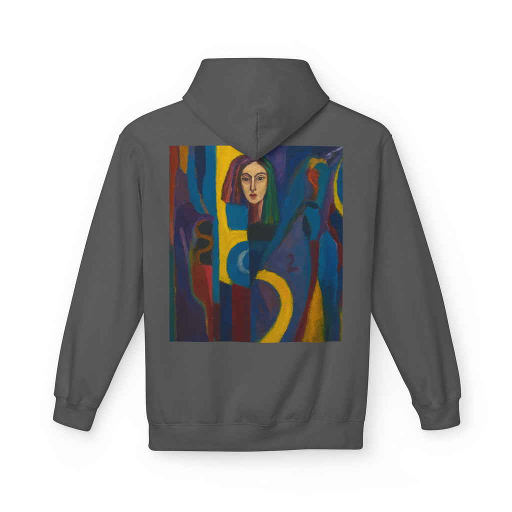 Artistic Abstract Portrait Hoodie — Colorful Modern Expression Back Print