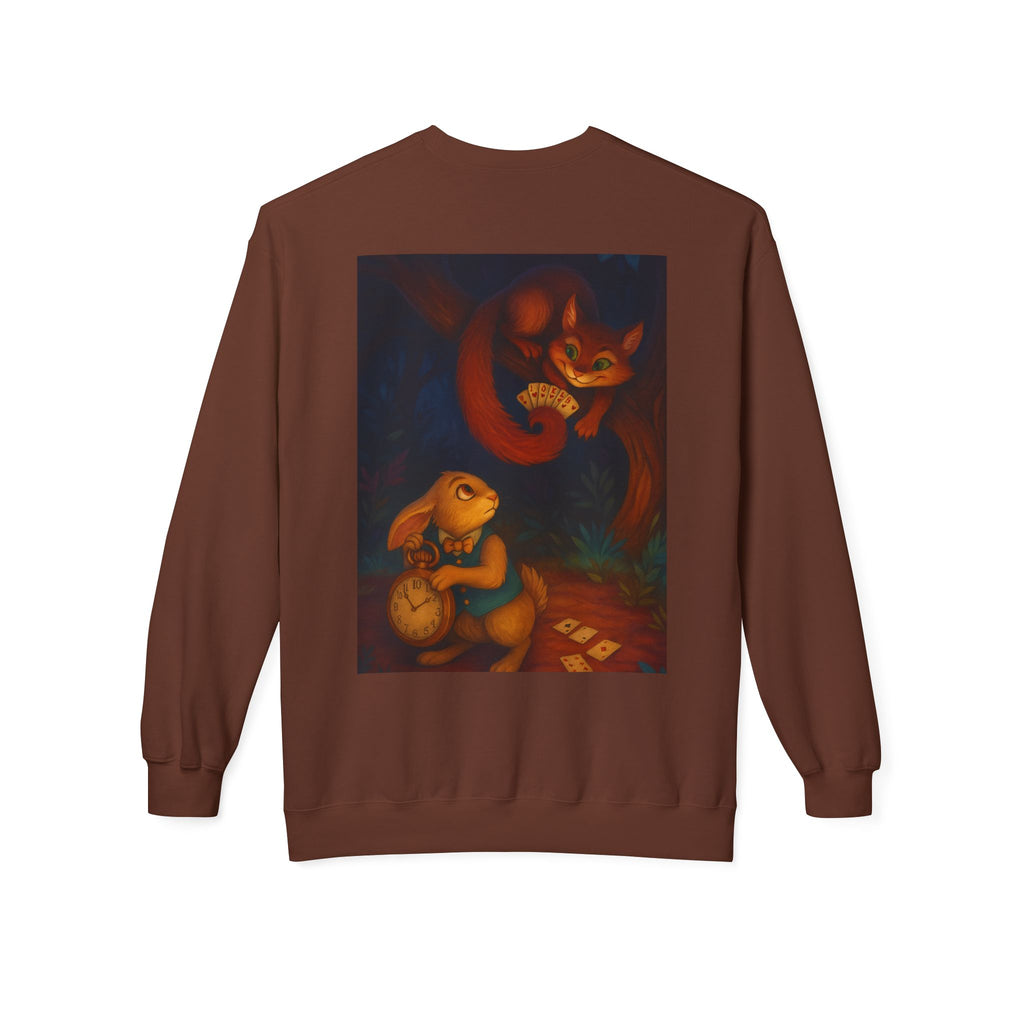Whimsical Forest Tale Sweatshirt — Bunny & Fox Night Illustration