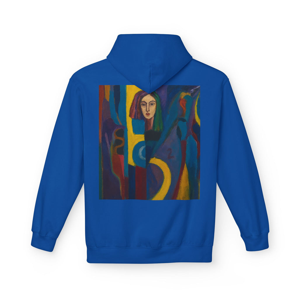 Artistic Abstract Portrait Hoodie — Colorful Modern Expression Back Print