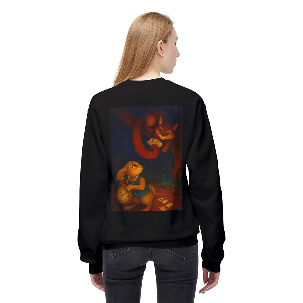 Whimsical Forest Tale Sweatshirt — Bunny & Fox Night Illustration