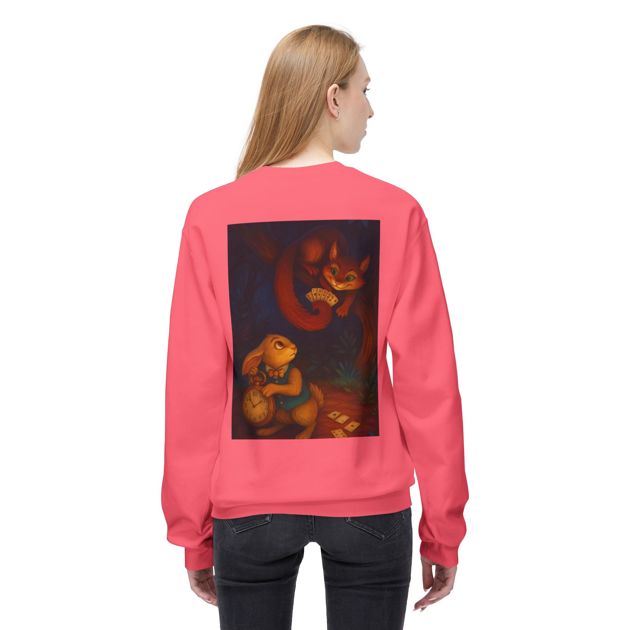 Whimsical Forest Tale Sweatshirt — Bunny & Fox Night Illustration