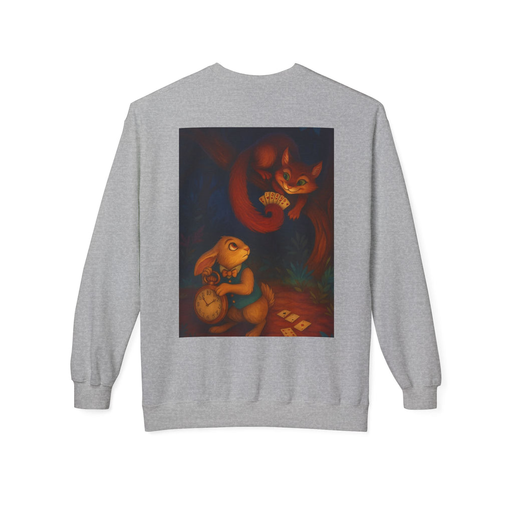 Whimsical Forest Tale Sweatshirt — Bunny & Fox Night Illustration