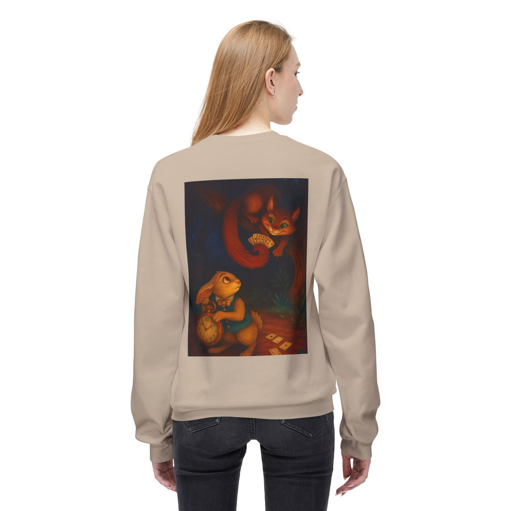 Whimsical Forest Tale Sweatshirt — Bunny & Fox Night Illustration