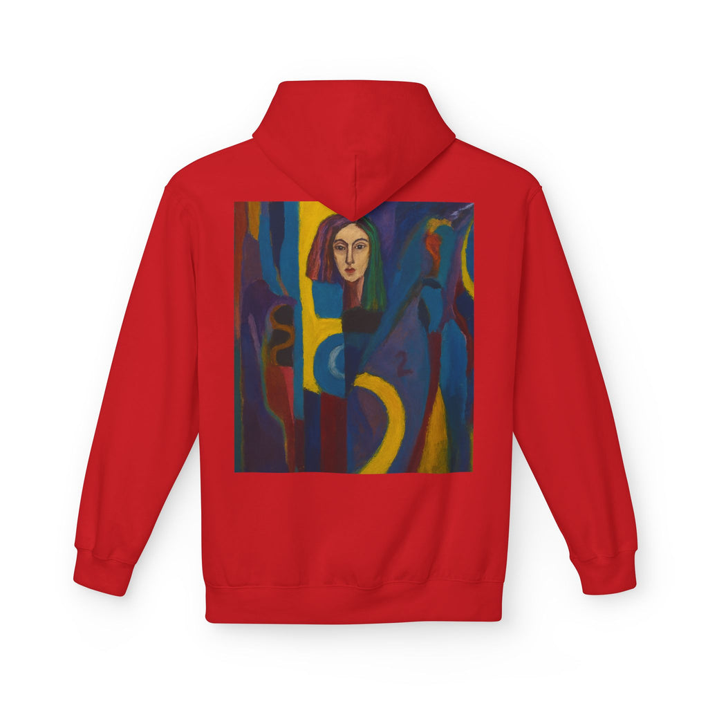 Artistic Abstract Portrait Hoodie — Colorful Modern Expression Back Print