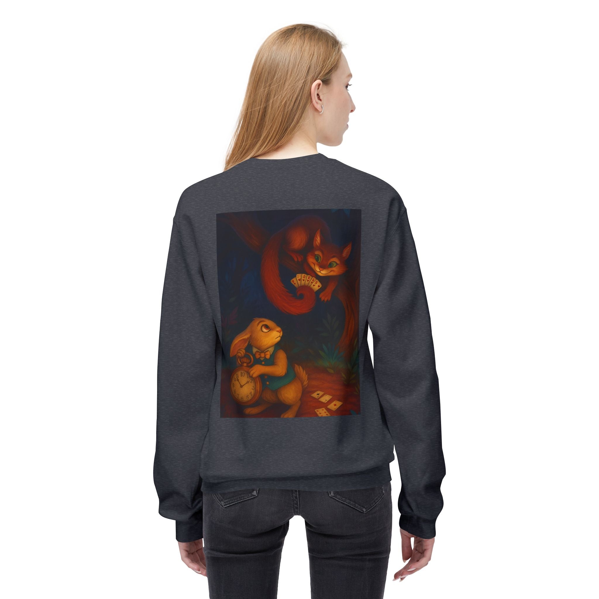 Whimsical Forest Tale Sweatshirt — Bunny & Fox Night Illustration