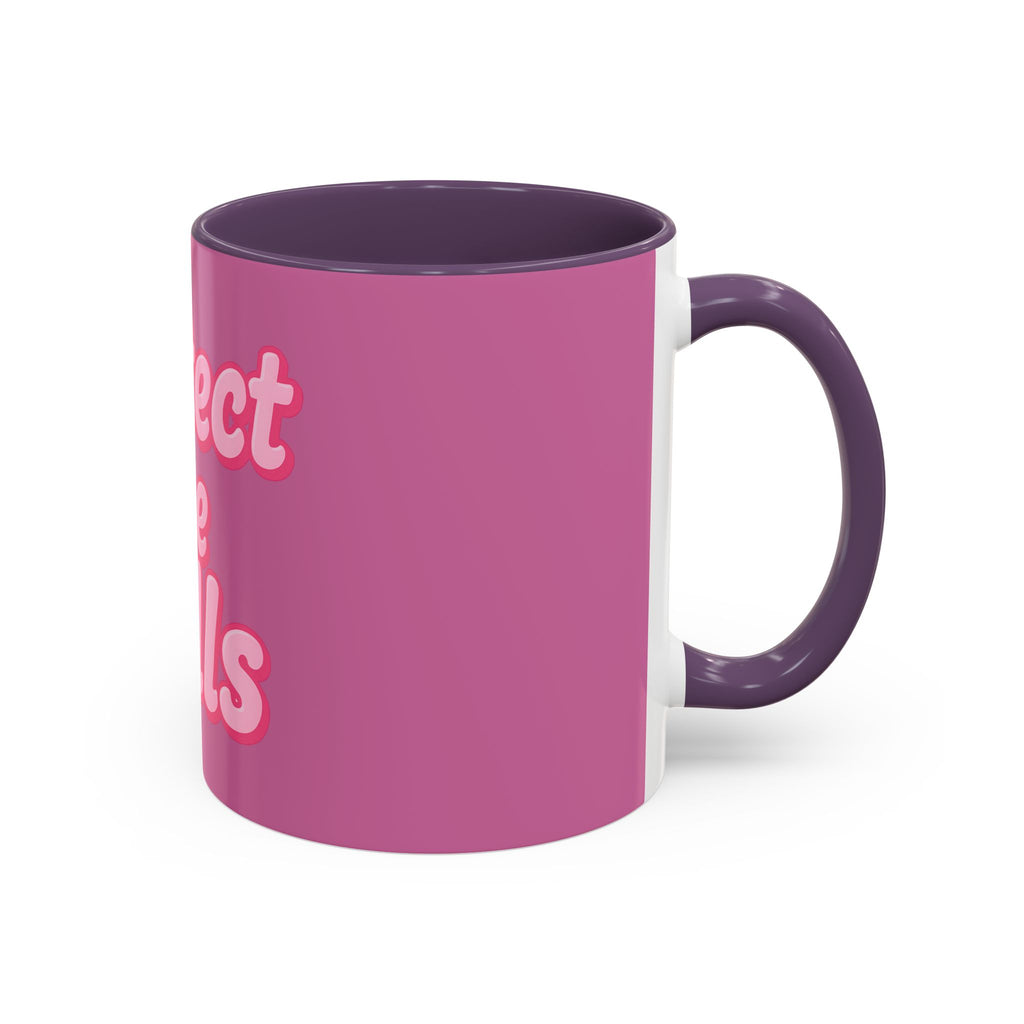 Protect the Dolls Accent Coffee Mug — Pink Retro Typography 11/15oz