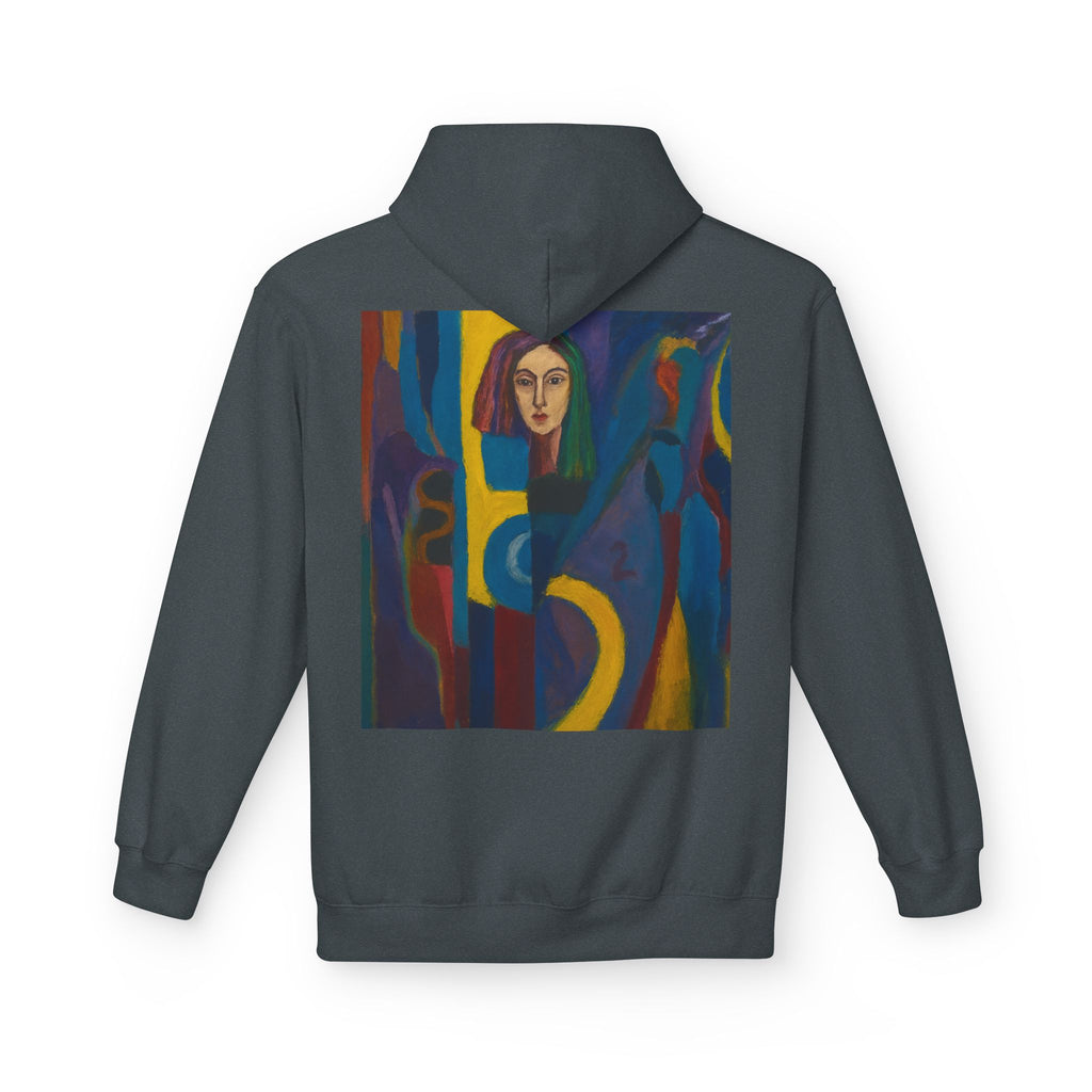 Artistic Abstract Portrait Hoodie — Colorful Modern Expression Back Print