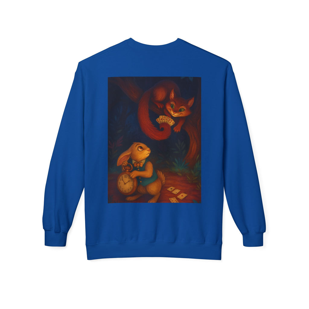 Whimsical Forest Tale Sweatshirt — Bunny & Fox Night Illustration