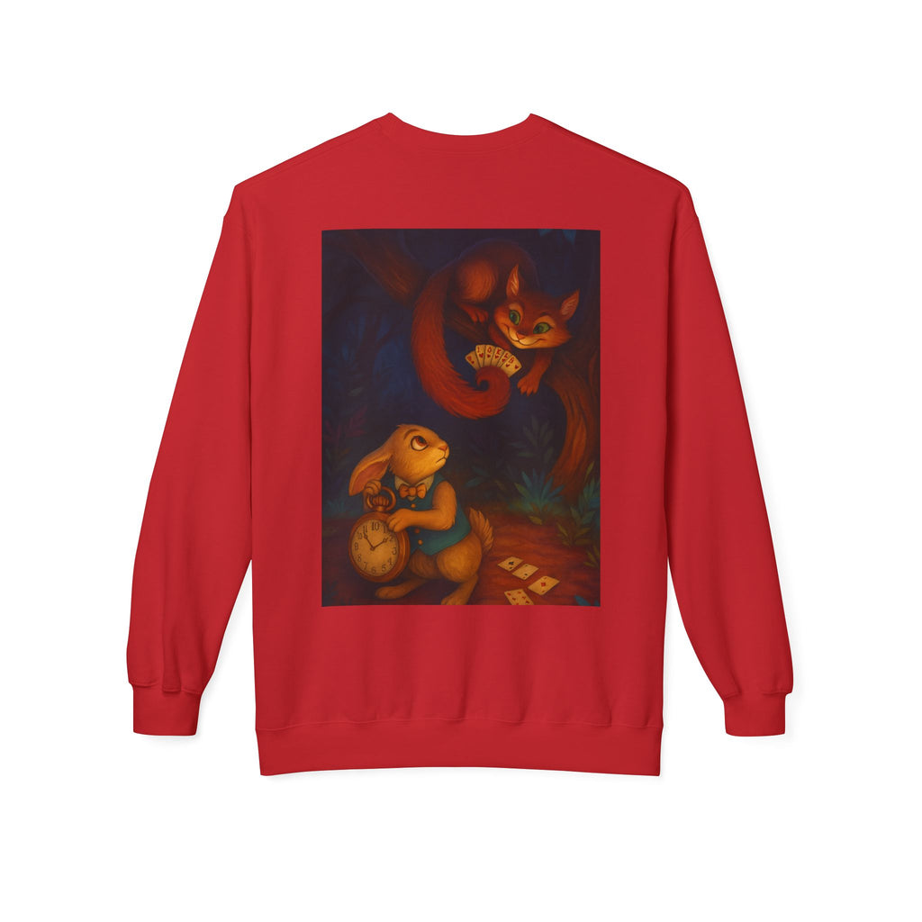 Whimsical Forest Tale Sweatshirt — Bunny & Fox Night Illustration