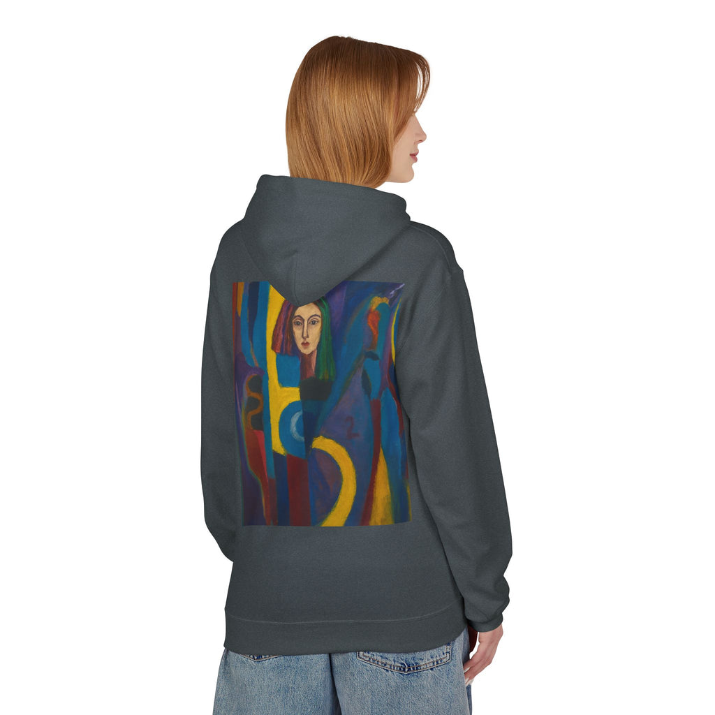 Artistic Abstract Portrait Hoodie — Colorful Modern Expression Back Print