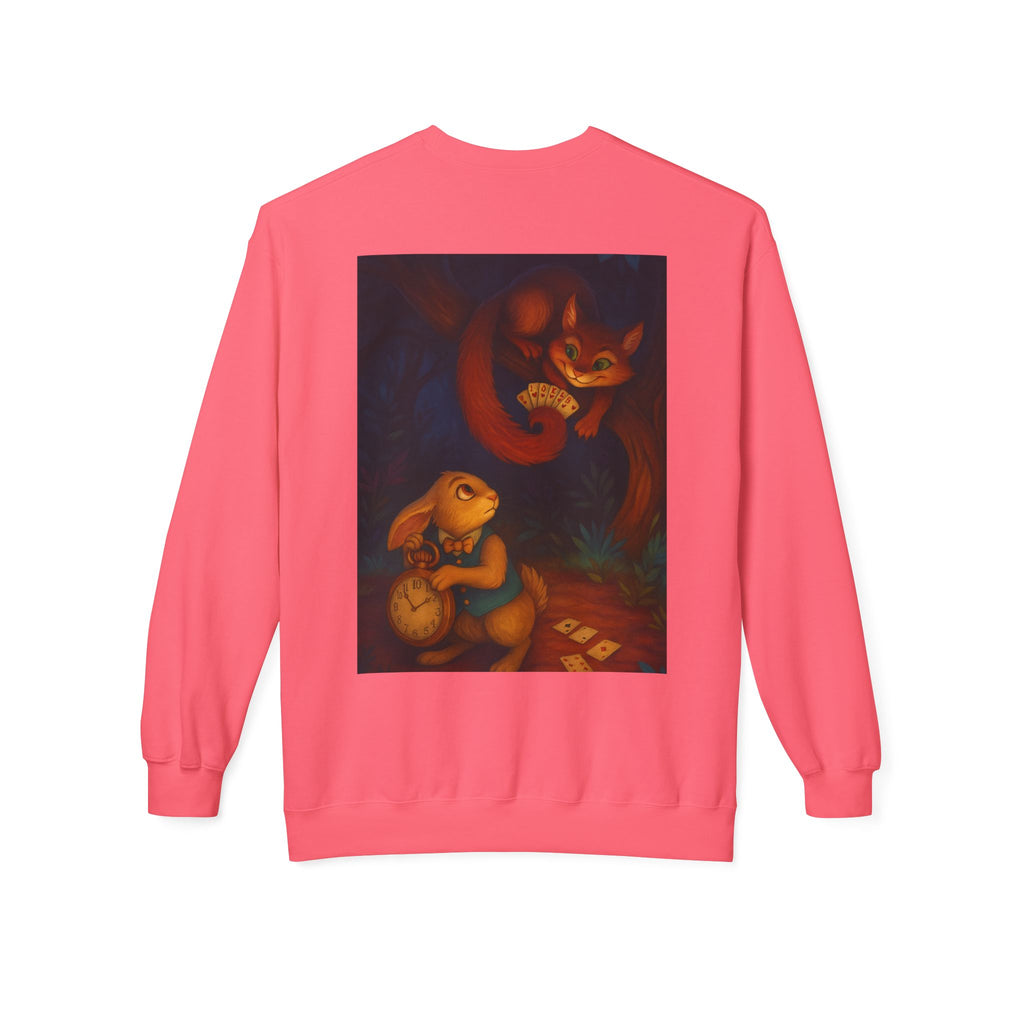 Whimsical Forest Tale Sweatshirt — Bunny & Fox Night Illustration