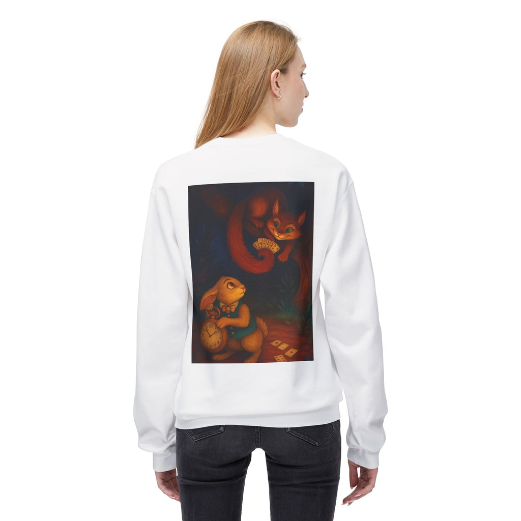 Whimsical Forest Tale Sweatshirt — Bunny & Fox Night Illustration