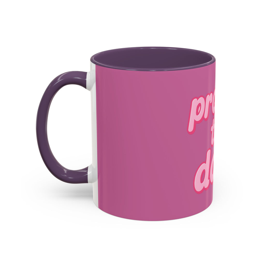 Protect the Dolls Accent Coffee Mug — Pink Retro Typography 11/15oz