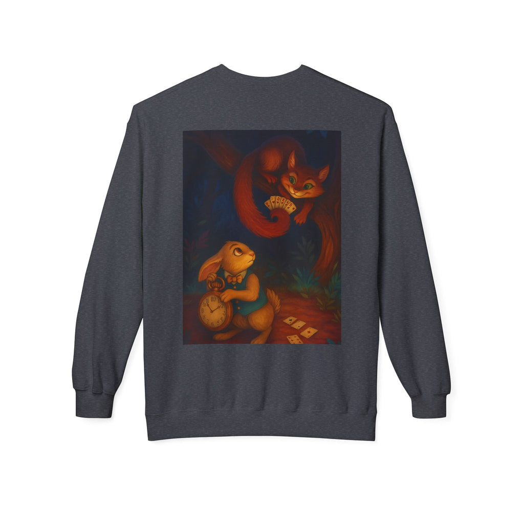 Whimsical Forest Tale Sweatshirt — Bunny & Fox Night Illustration