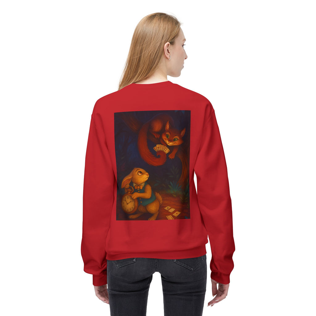 Whimsical Forest Tale Sweatshirt — Bunny & Fox Night Illustration