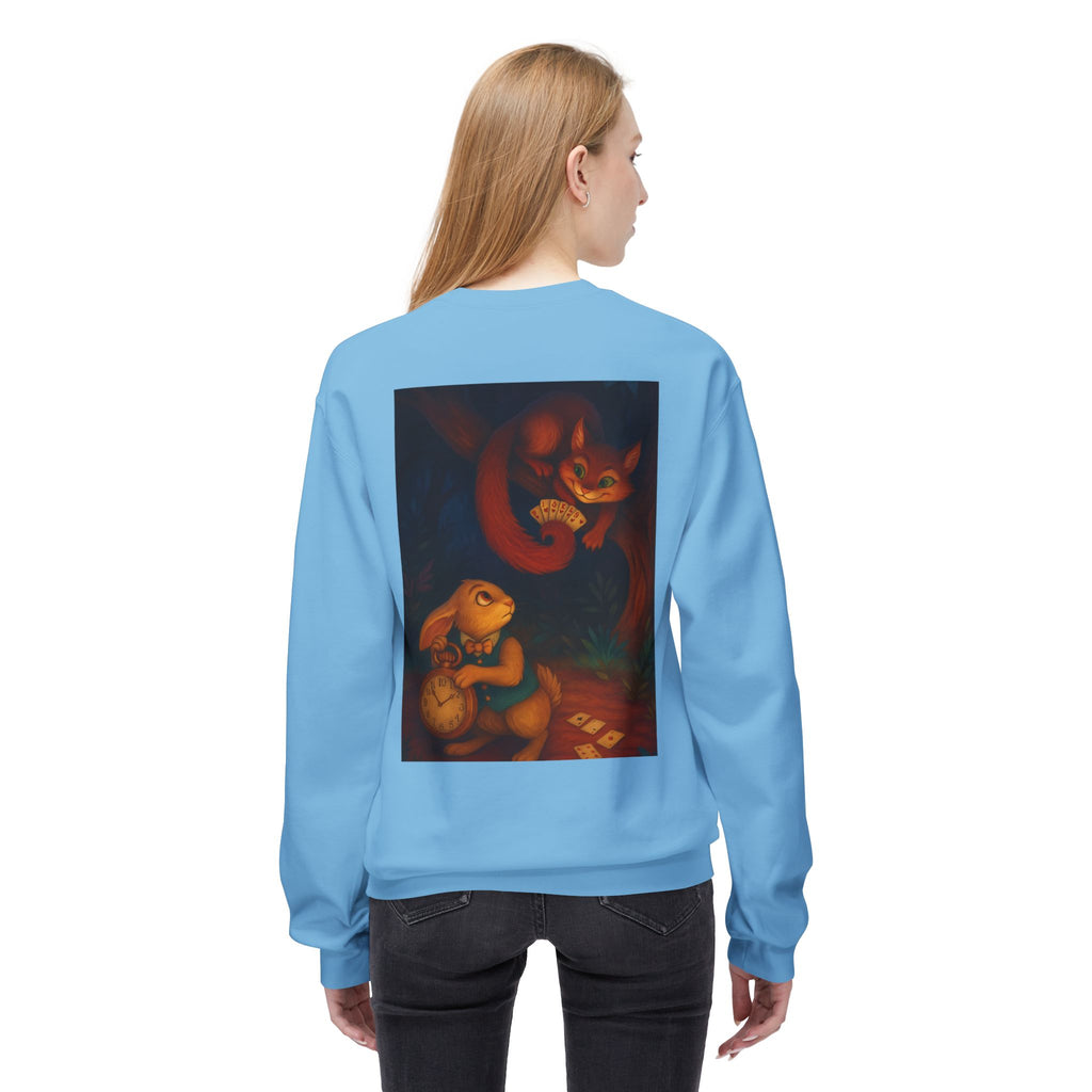 Whimsical Forest Tale Sweatshirt — Bunny & Fox Night Illustration