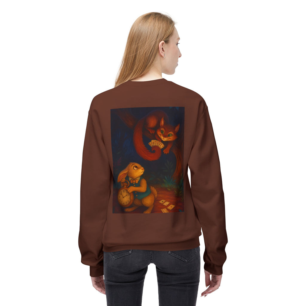 Whimsical Forest Tale Sweatshirt — Bunny & Fox Night Illustration