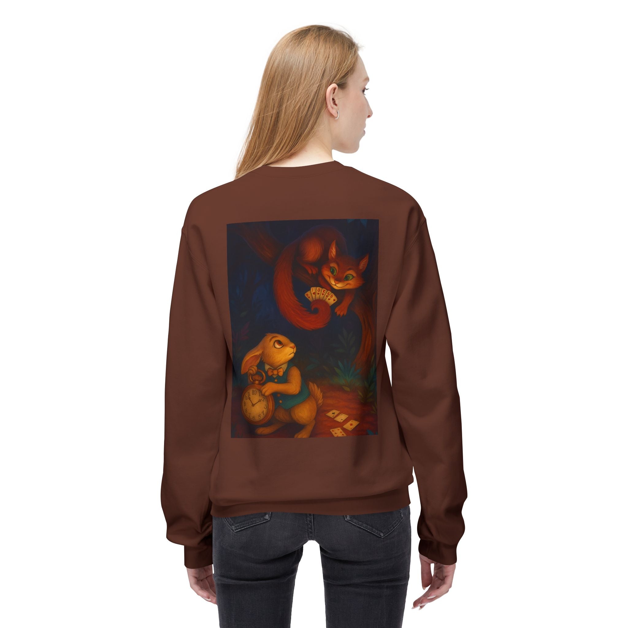 Whimsical Forest Tale Sweatshirt — Bunny & Fox Night Illustration