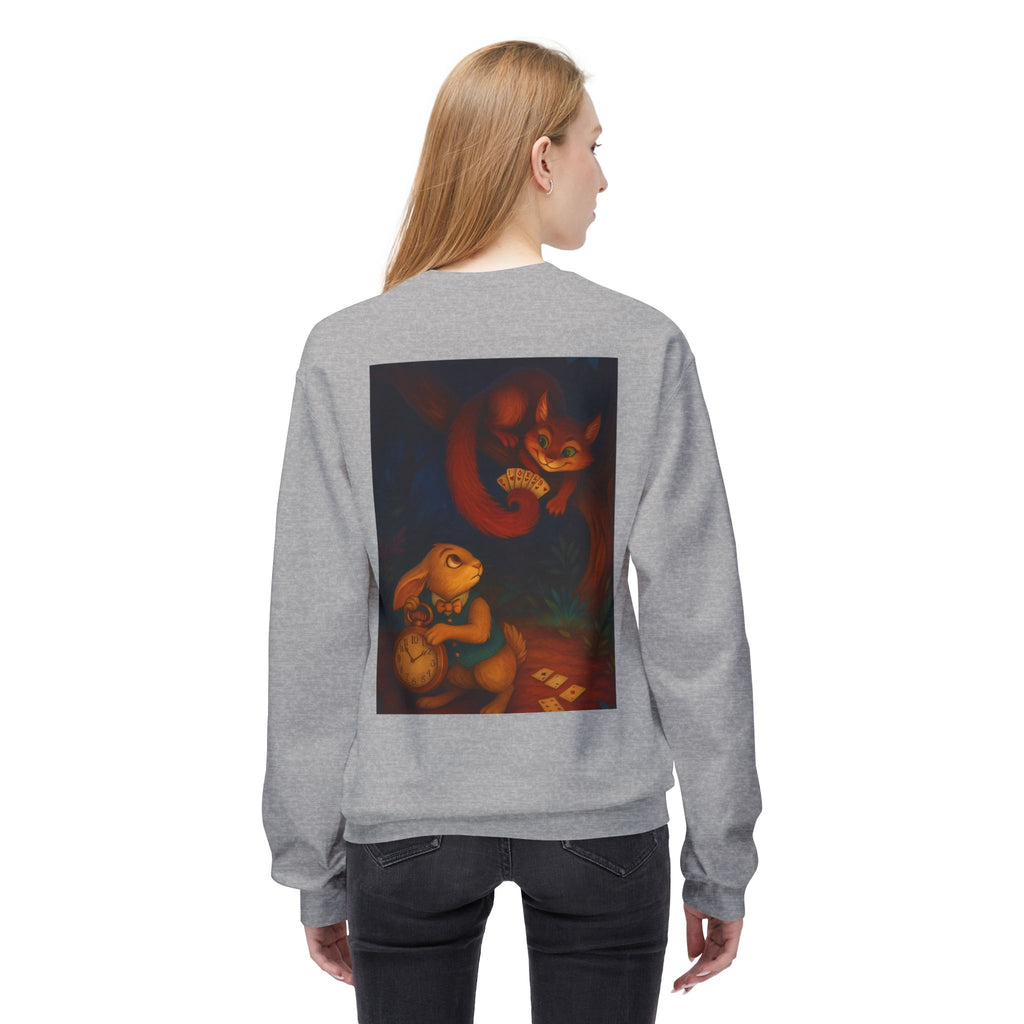 Whimsical Forest Tale Sweatshirt — Bunny & Fox Night Illustration