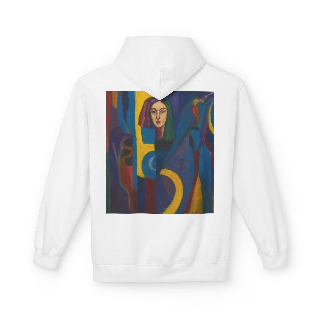Artistic Abstract Portrait Hoodie — Colorful Modern Expression Back Print