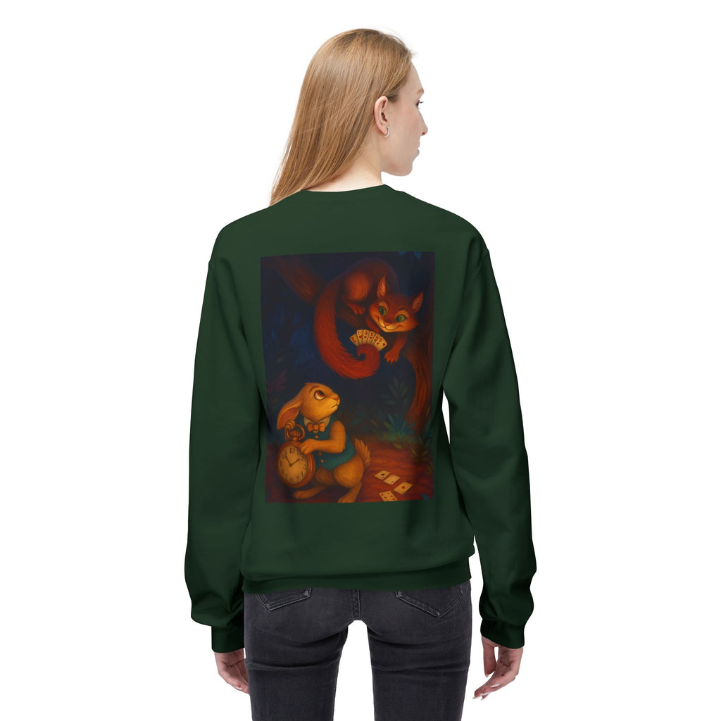 Whimsical Forest Tale Sweatshirt — Bunny & Fox Night Illustration