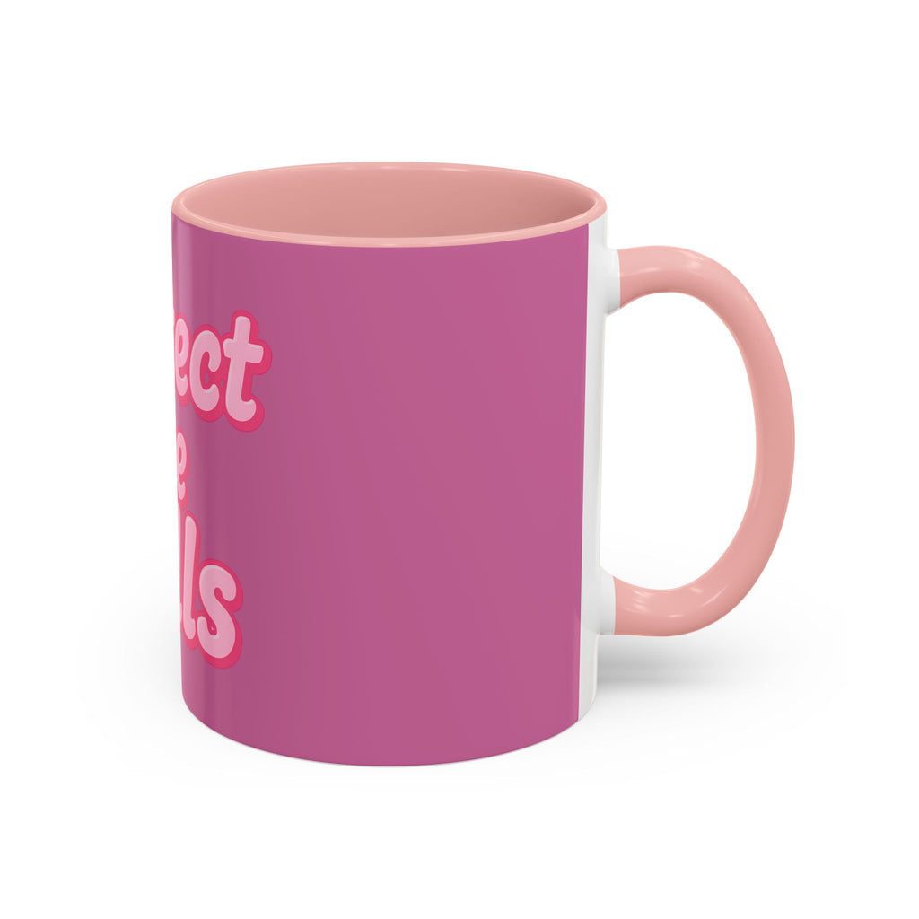 Protect the Dolls Accent Coffee Mug — Pink Retro Typography 11/15oz